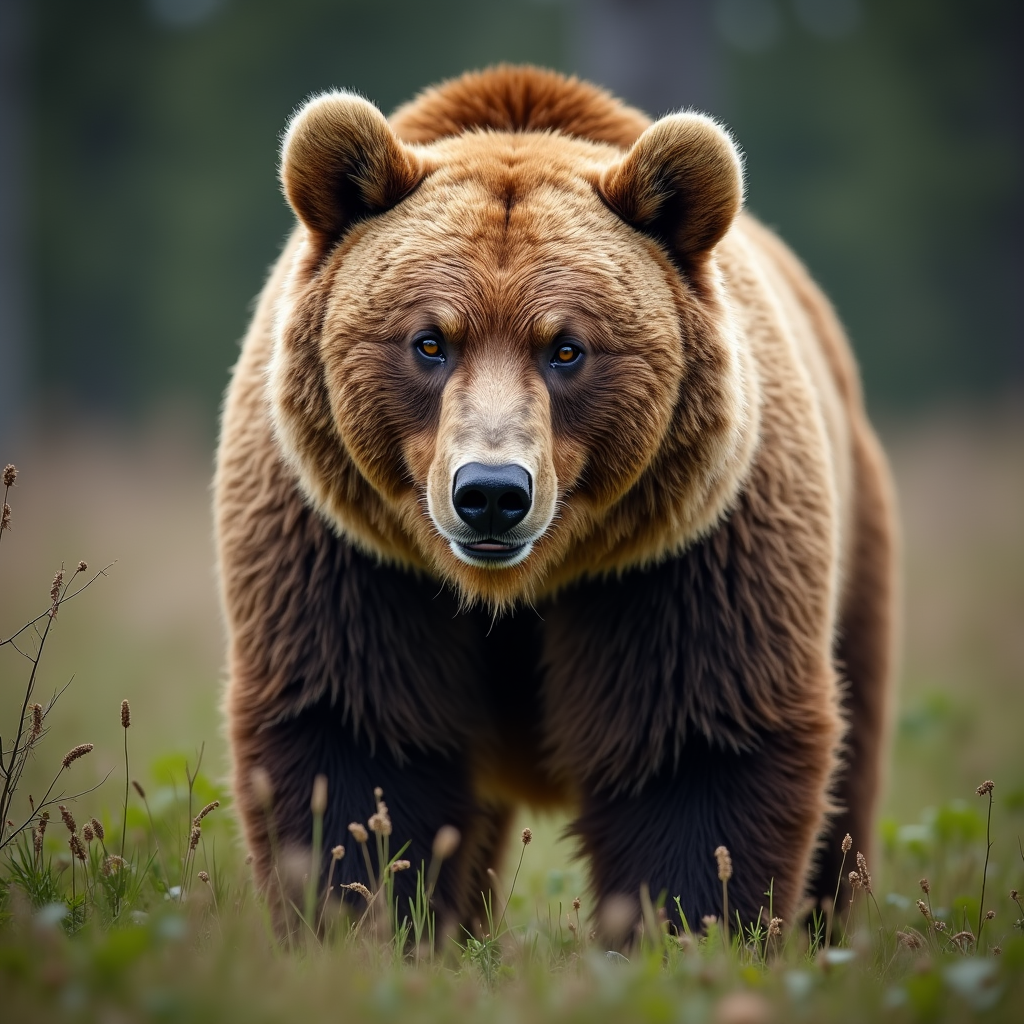 A photorealistic portrait of a Grizzly Bear in its natural habitat