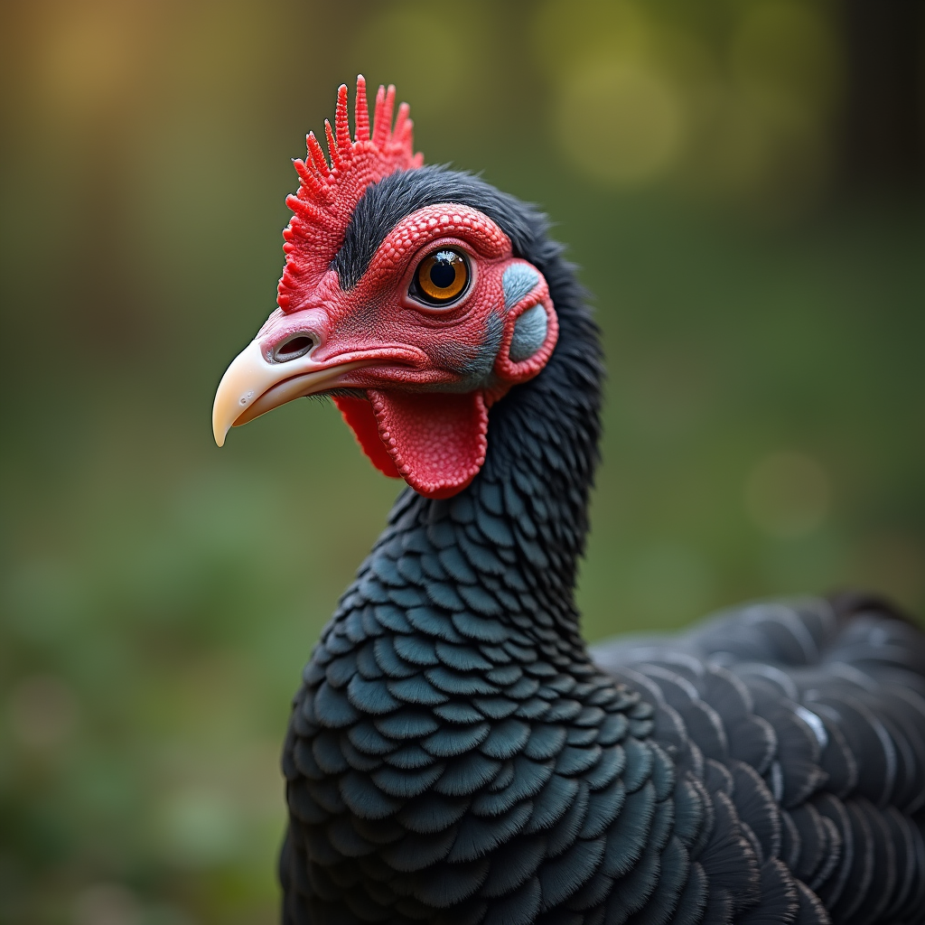 A photorealistic portrait of a Guinea Fowl in its natural habitat