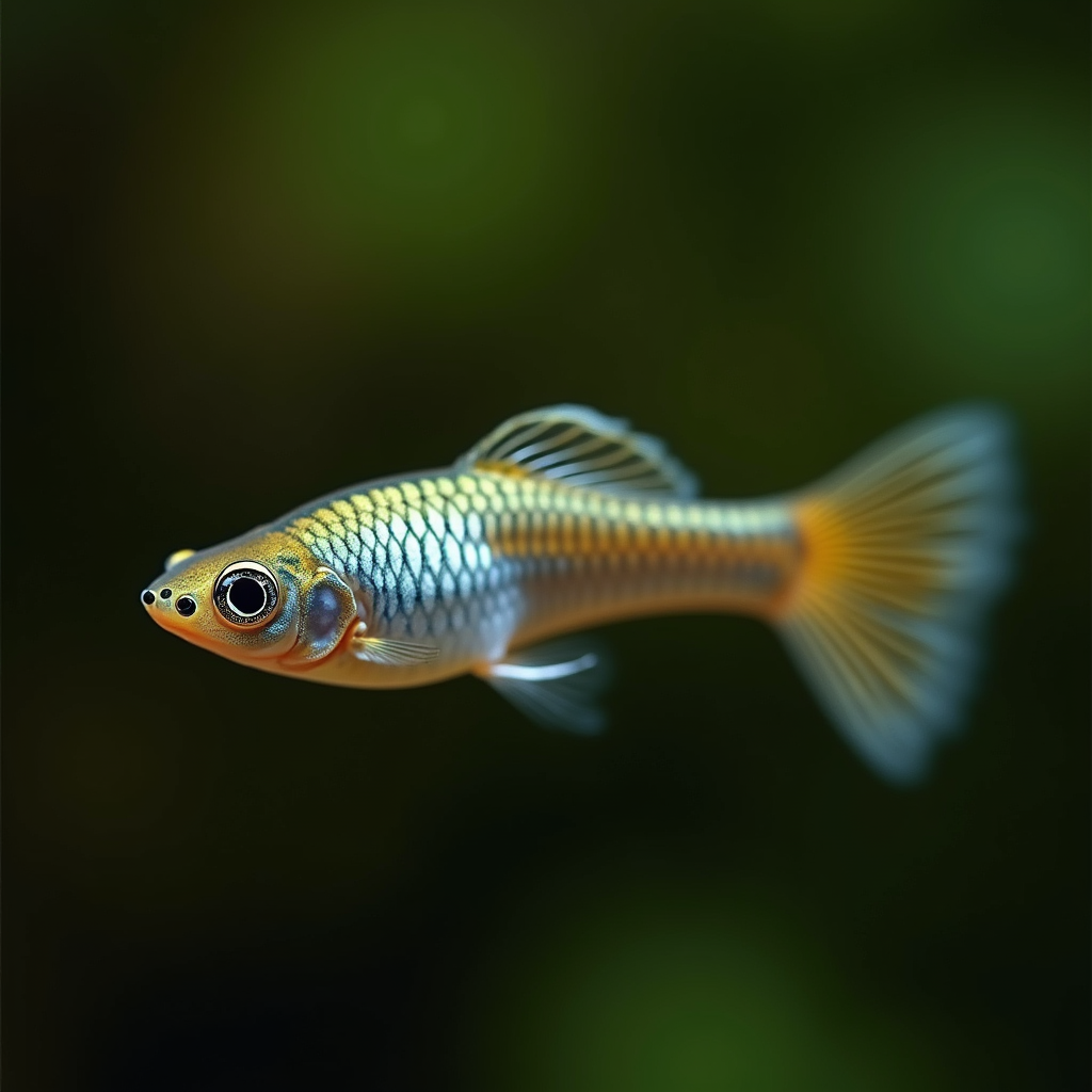 A photorealistic portrait of a Guppy in its natural habitat