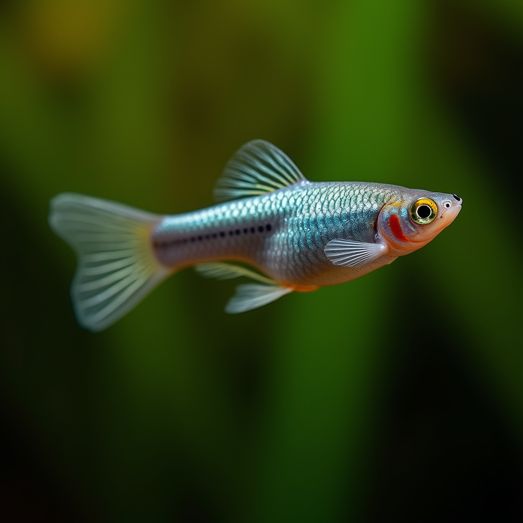A photorealistic portrait of a Guppy in its natural habitat