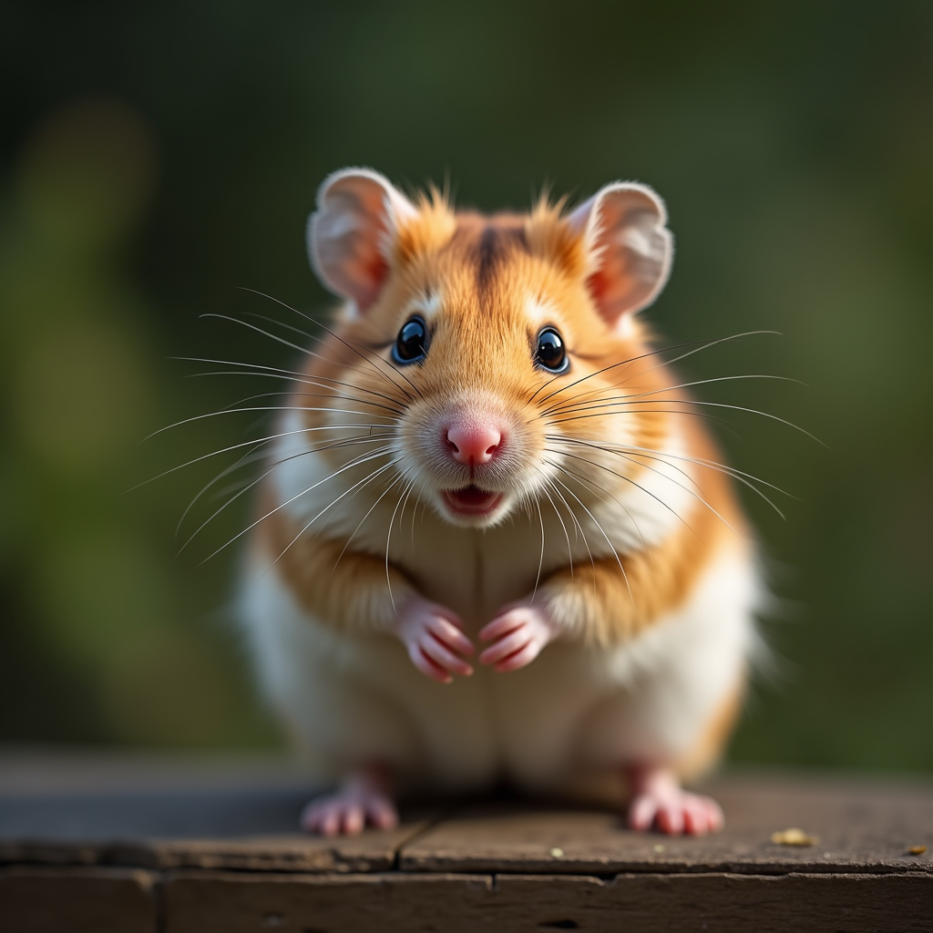 A photorealistic portrait of a Hamster in its natural habitat