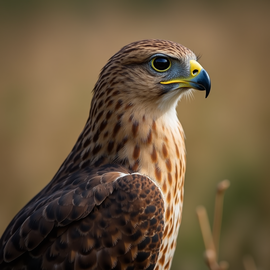A photorealistic portrait of a Harrier in its natural habitat