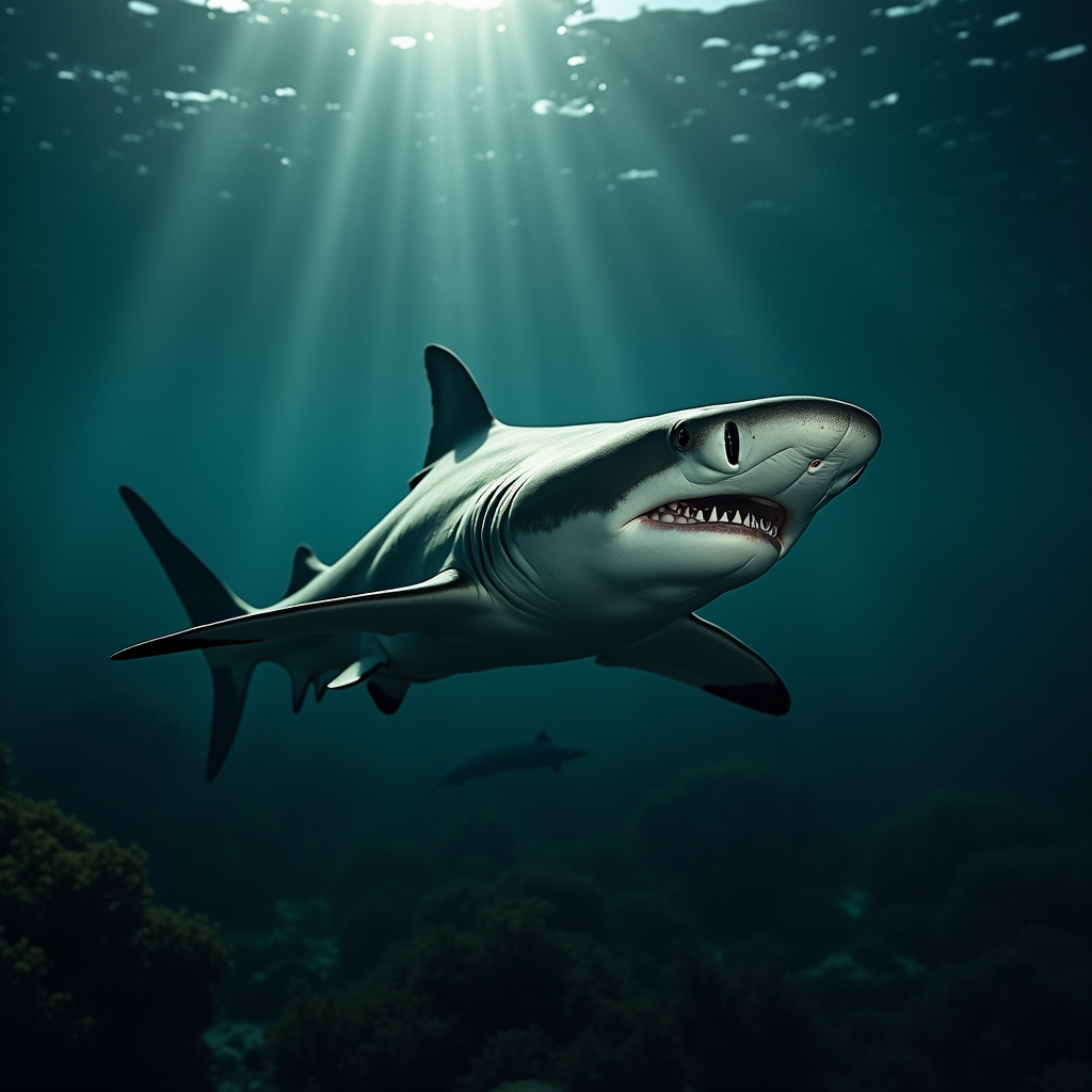 A photorealistic portrait of a Horn Shark in its natural habitat