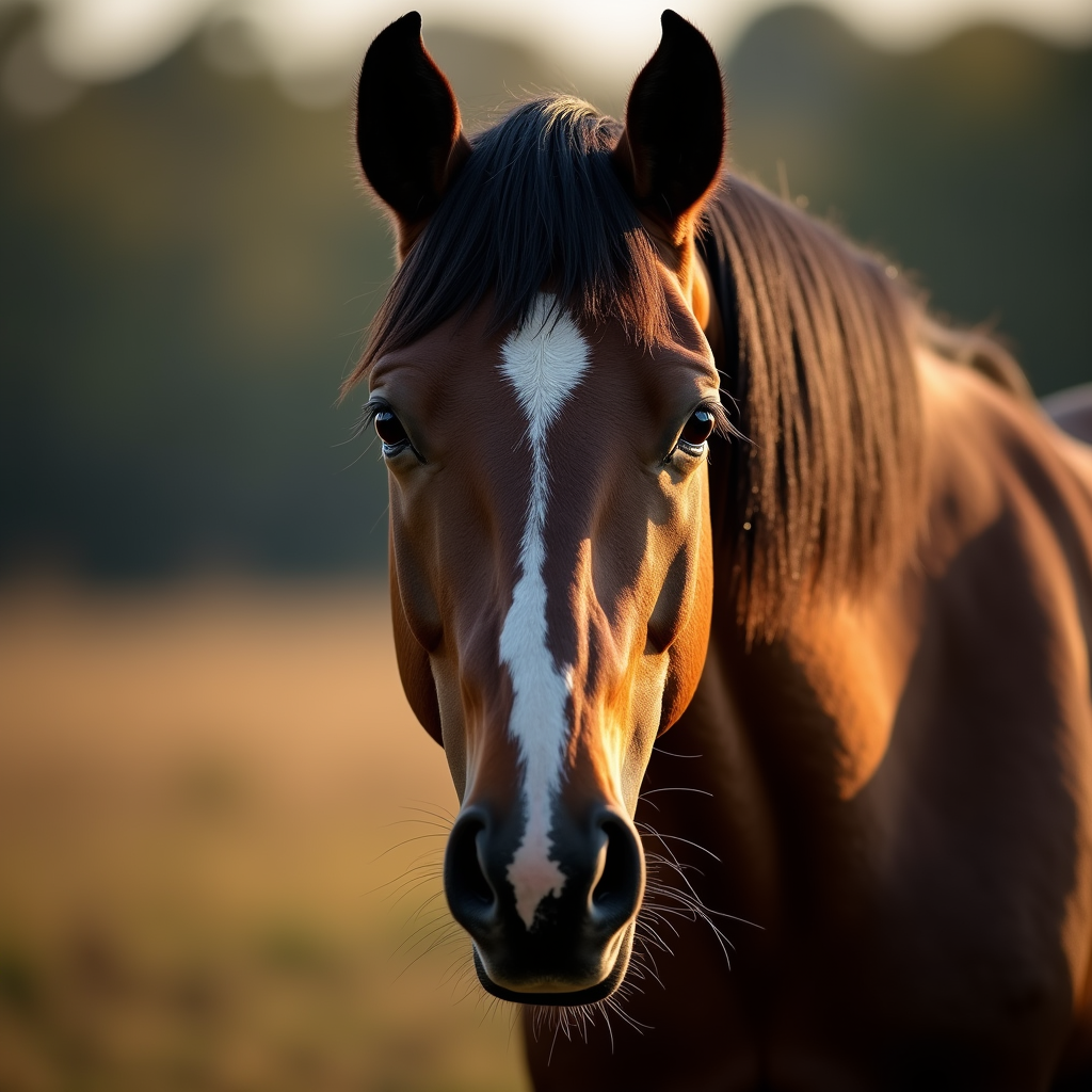 A photorealistic portrait of a Horse in its natural habitat