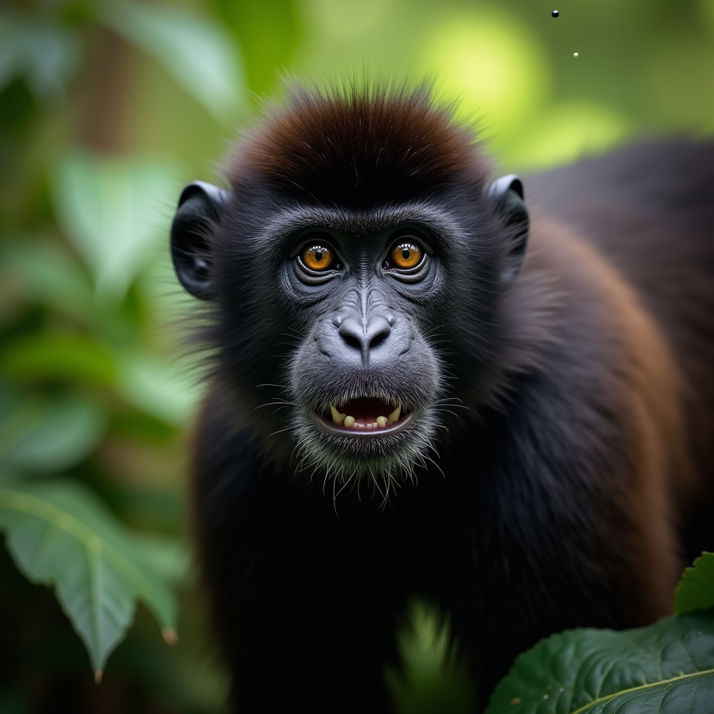 A photorealistic portrait of a Howler Monkey in its natural habitat