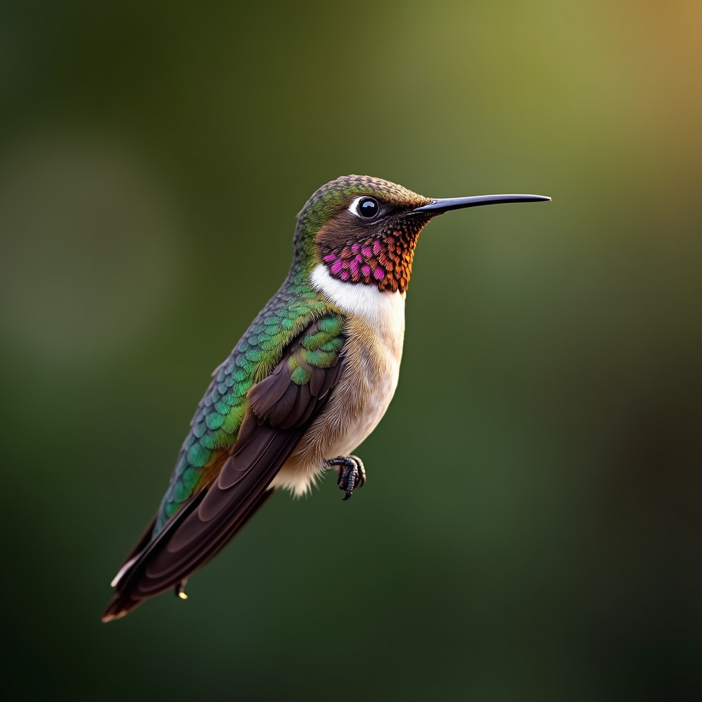 A photorealistic portrait of a Hummingbird in its natural habitat