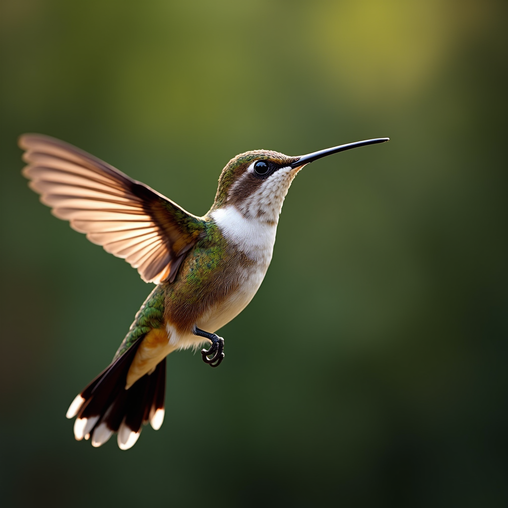 A photorealistic portrait of a Hummingbird in its natural habitat