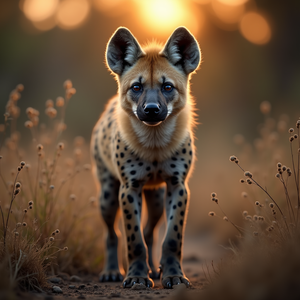 A photorealistic portrait of a Hyena in its natural habitat