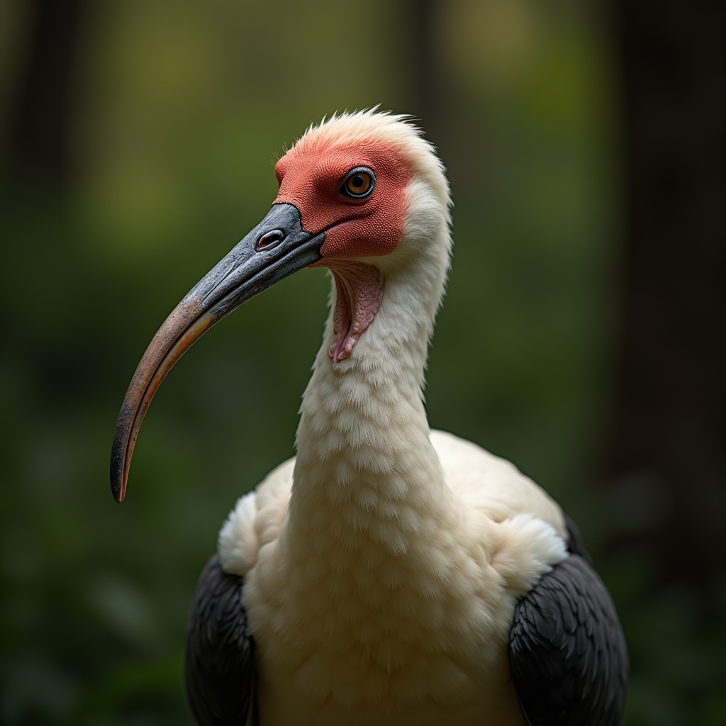 A photorealistic portrait of a Ibis in its natural habitat