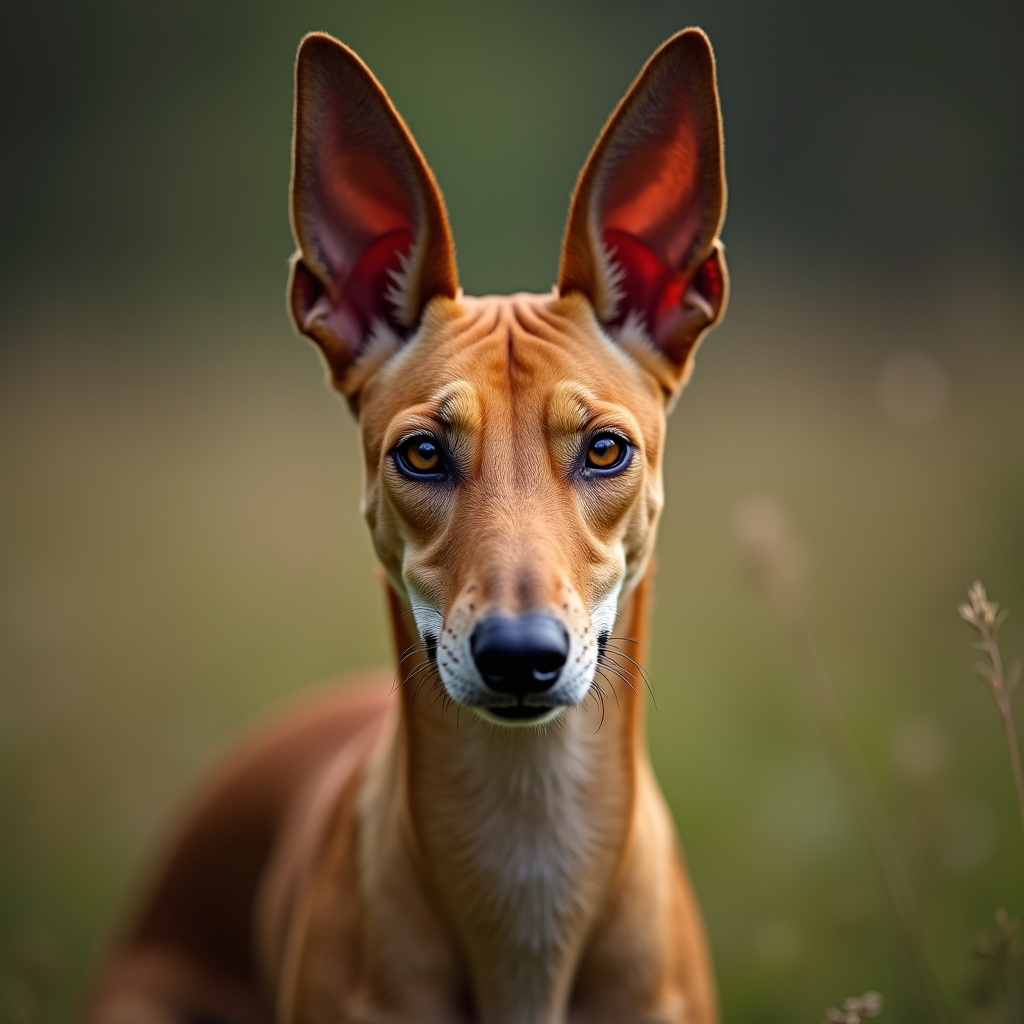 A photorealistic portrait of a Ibizan Hound in its natural habitat