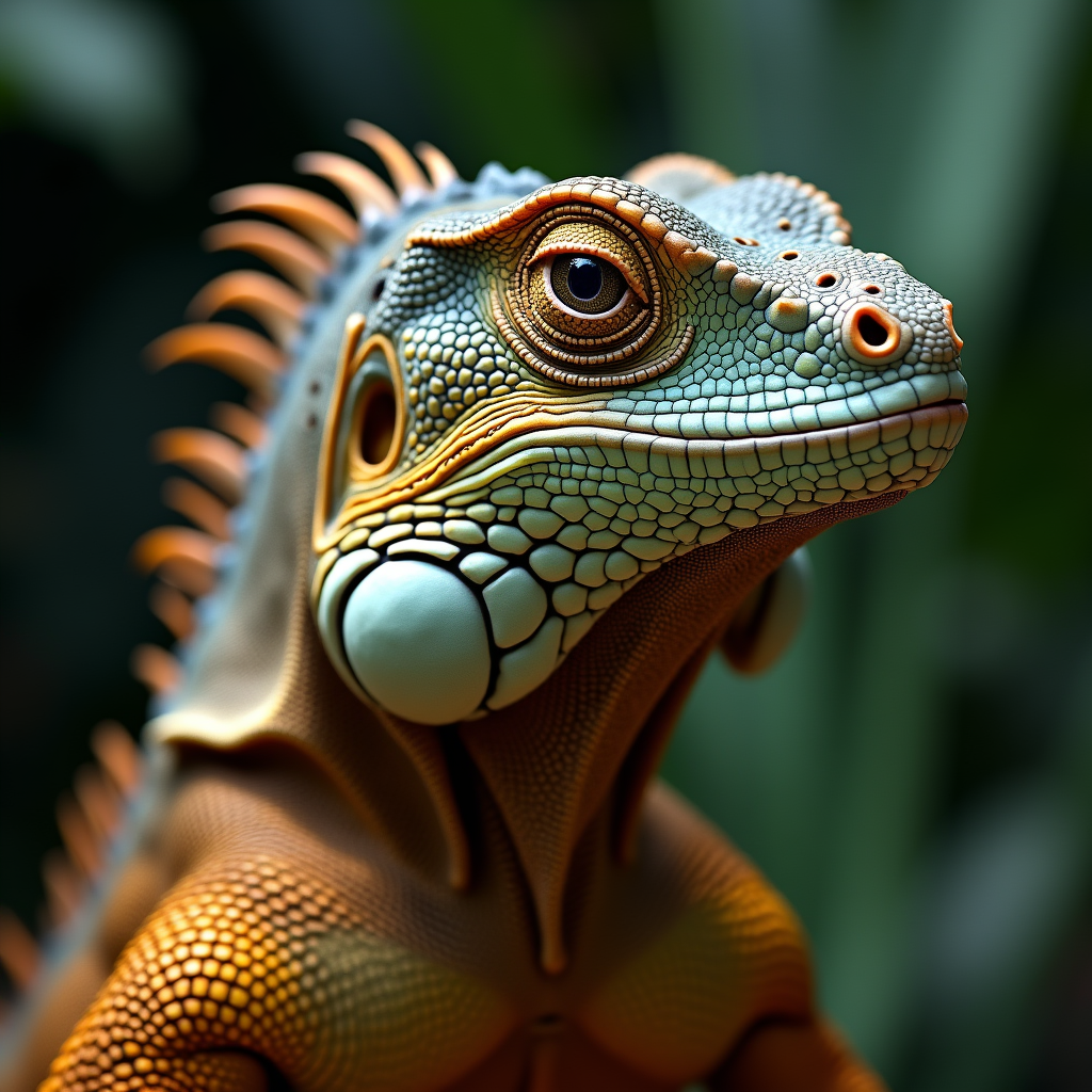 A photorealistic portrait of a Iguana in its natural habitat