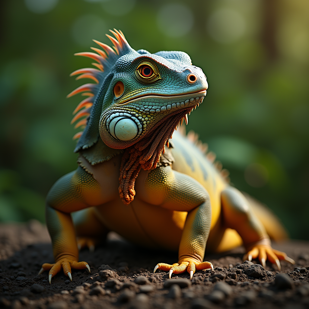 A photorealistic portrait of a Iguana in its natural habitat