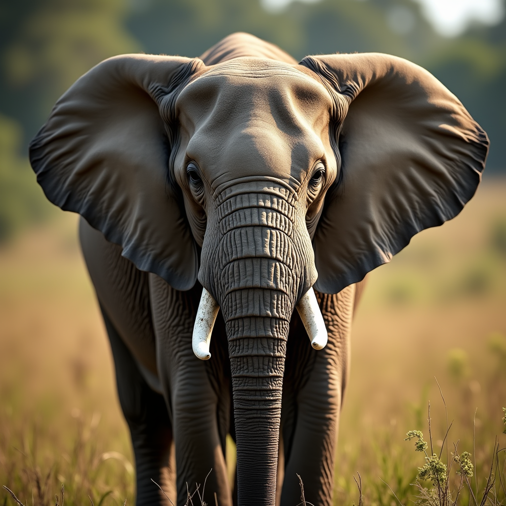 A photorealistic portrait of a Indian Elephant in its natural habitat