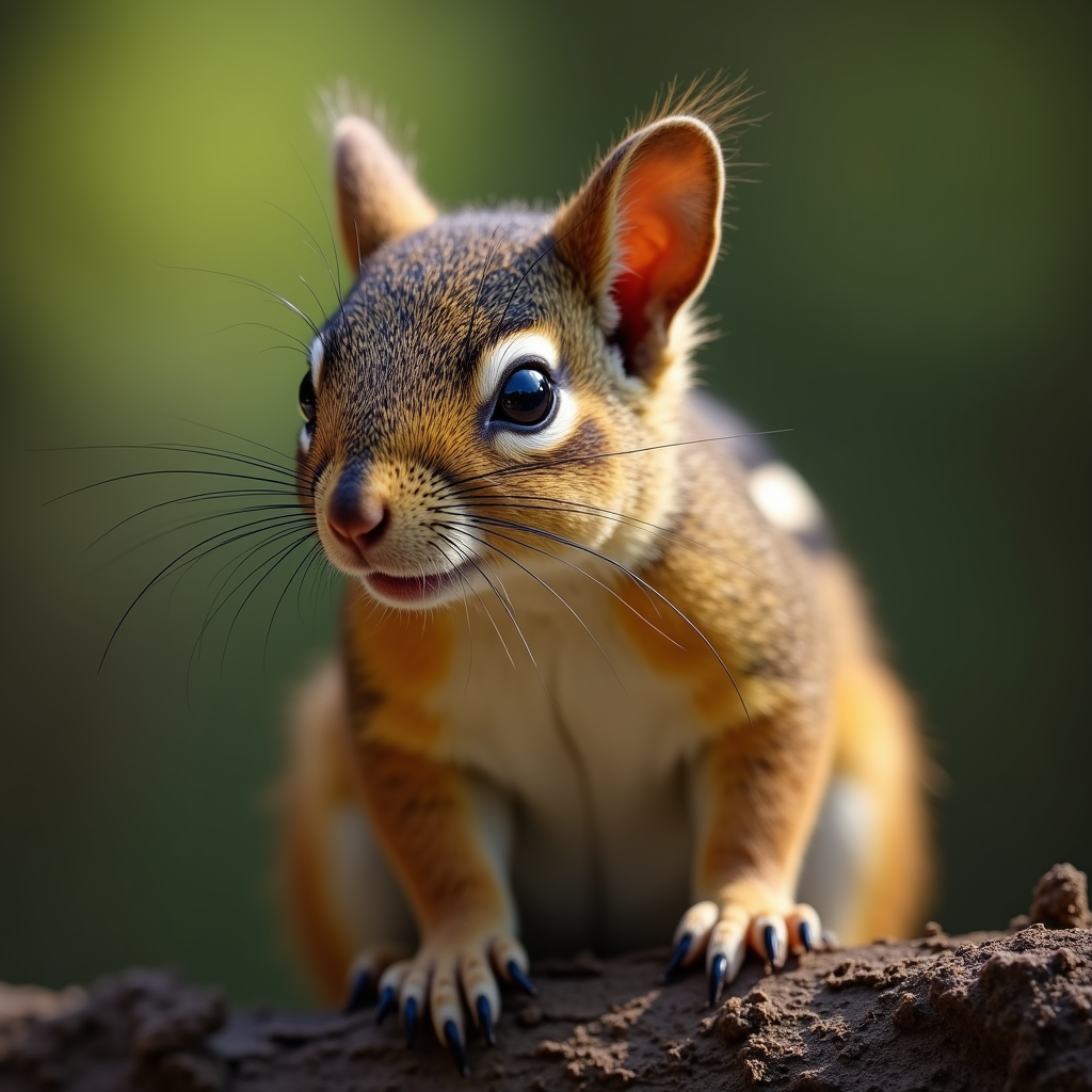 A photorealistic portrait of a Indian Palm Squirrel in its natural habitat