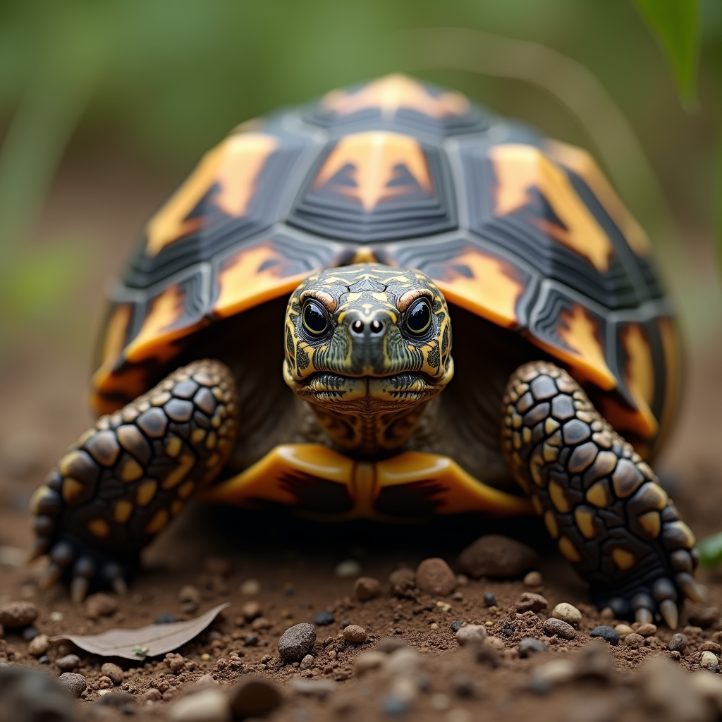 A photorealistic portrait of a Indian Star Tortoise in its natural habitat