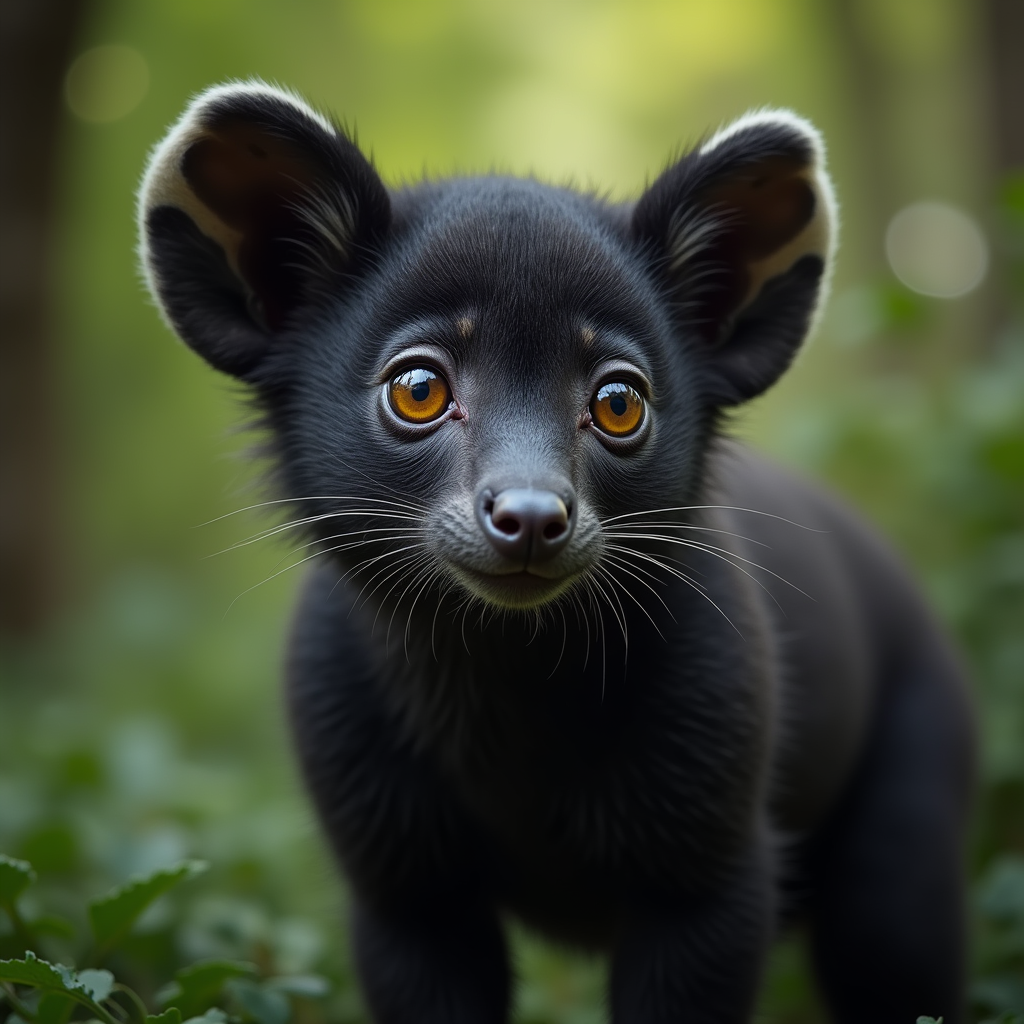 A photorealistic portrait of a Indri in its natural habitat