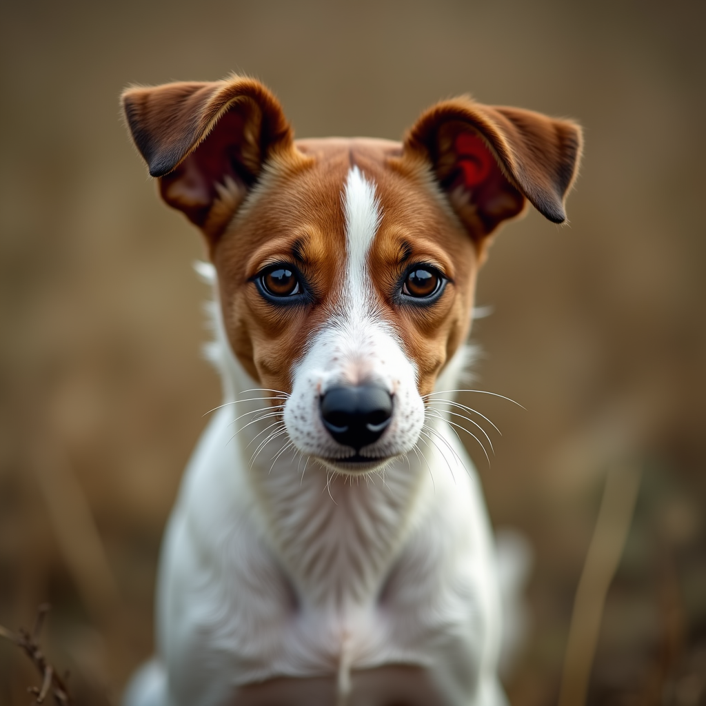A photorealistic portrait of a Jack Russel in its natural habitat