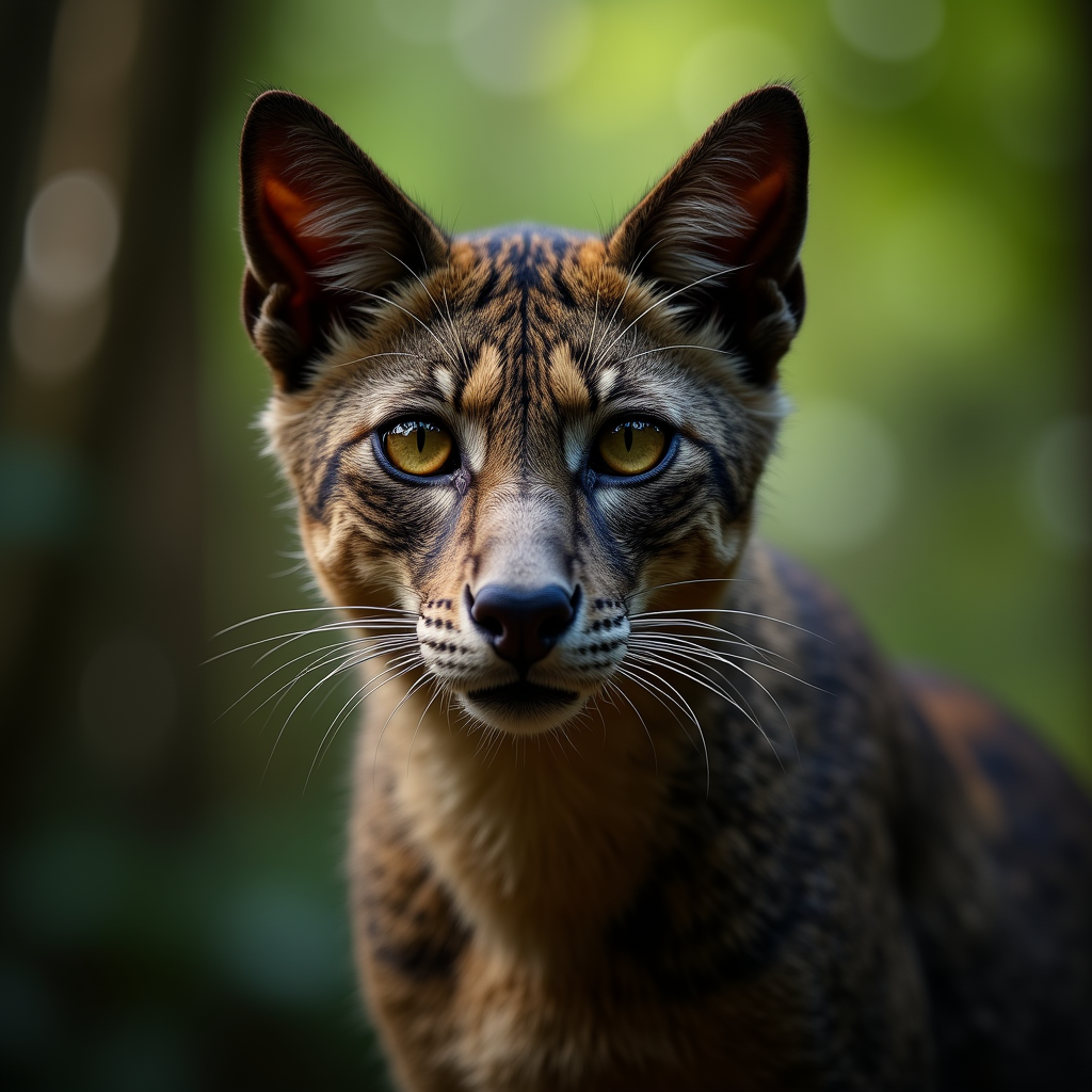 A photorealistic portrait of a Javanese in its natural habitat
