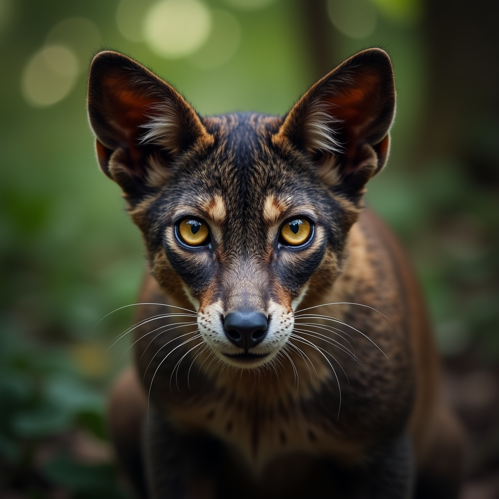 A photorealistic portrait of a Javanese in its natural habitat