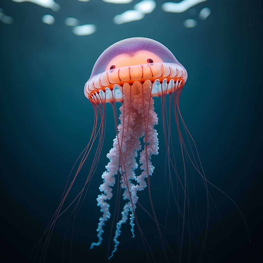 A photorealistic portrait of a Jellyfish in its natural habitat