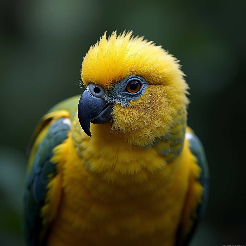 A photorealistic portrait of a Kakapo in its natural habitat
