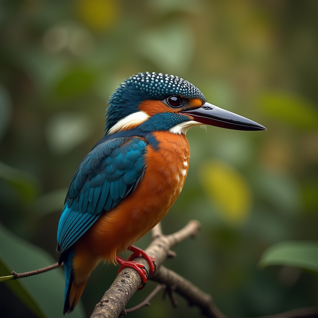 A photorealistic portrait of a Kingfisher in its natural habitat
