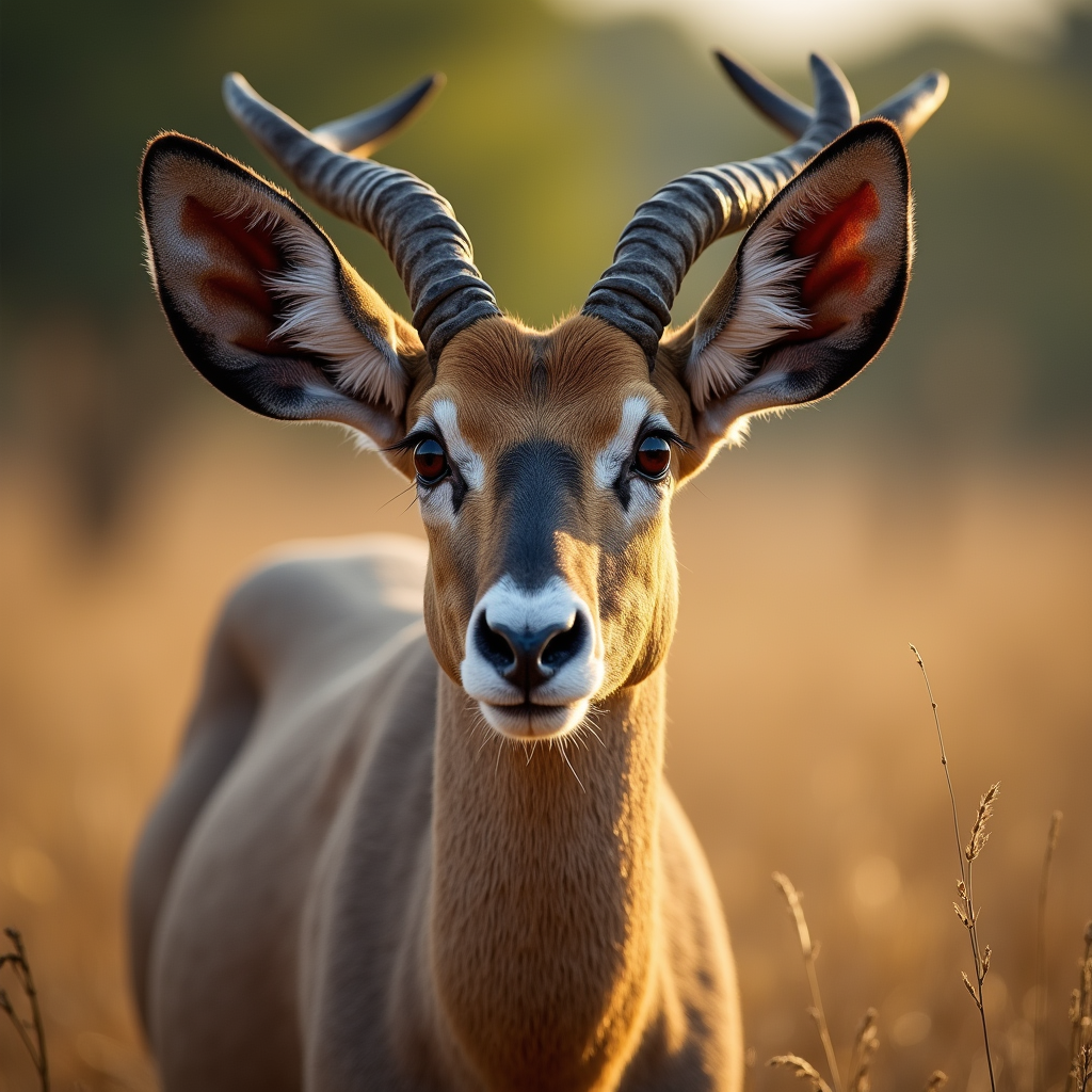 A photorealistic portrait of a Kudu in its natural habitat