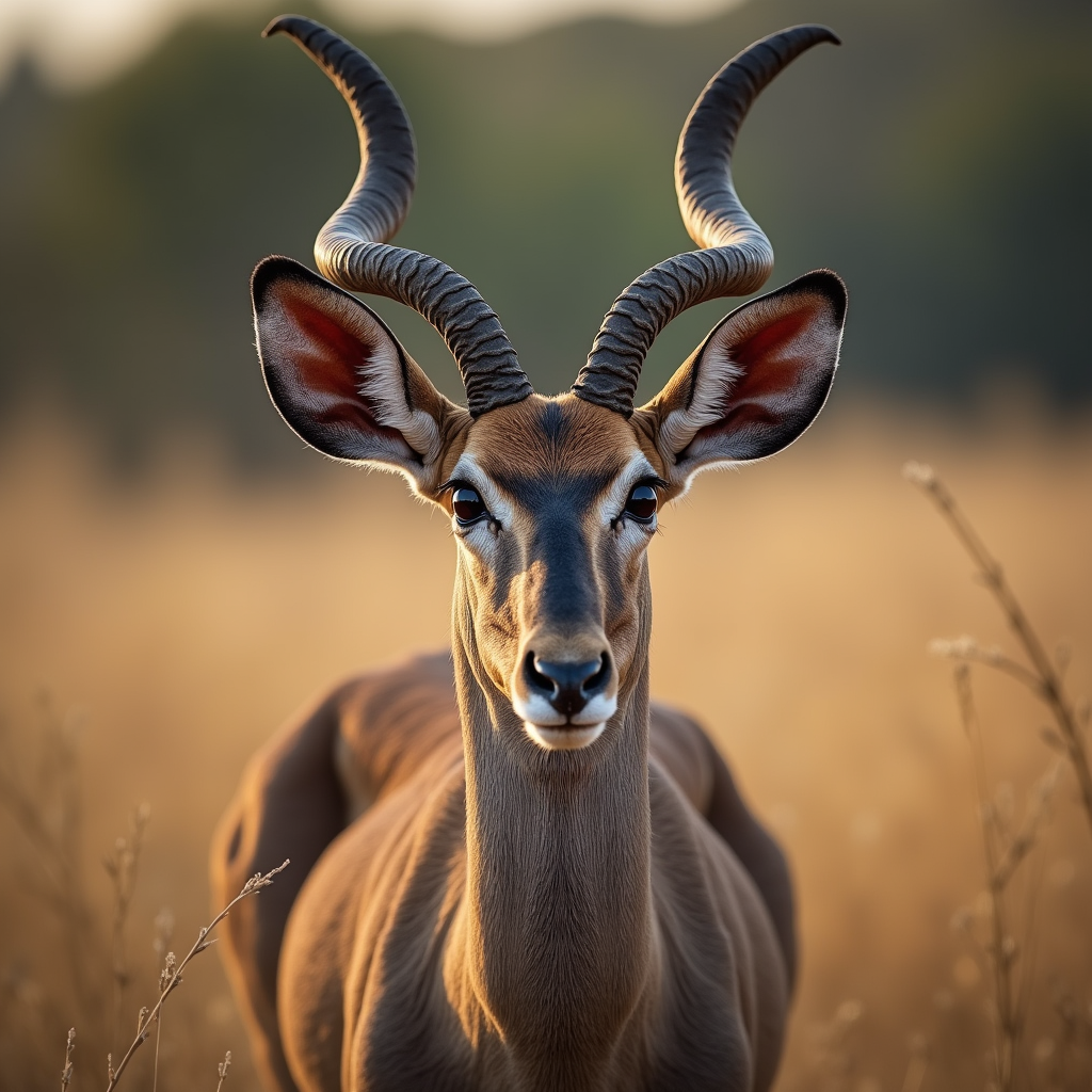 A photorealistic portrait of a Kudu in its natural habitat