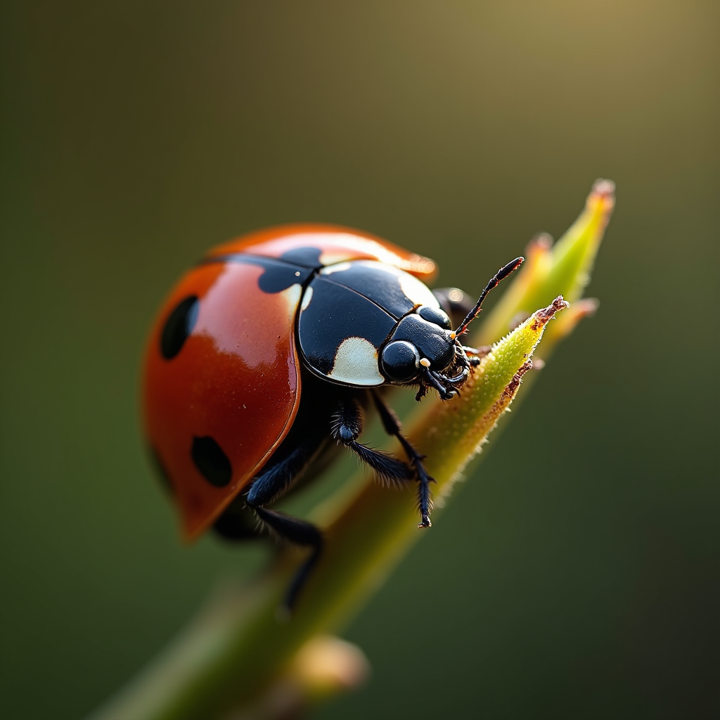 A photorealistic portrait of a Ladybird in its natural habitat