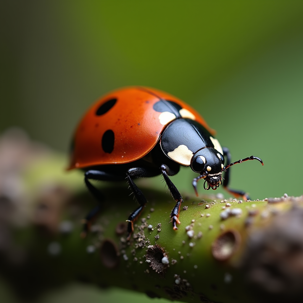 A photorealistic portrait of a Ladybird in its natural habitat