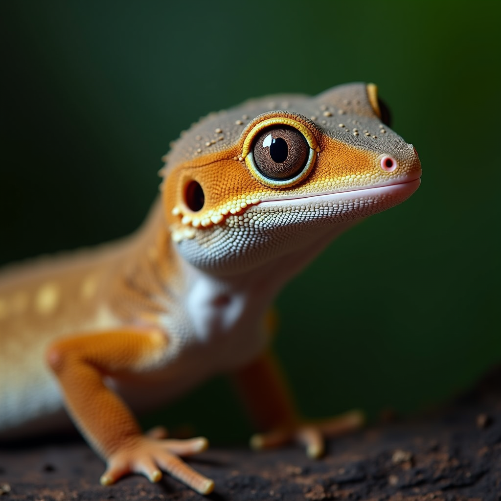 A photorealistic portrait of a Leaf-Tailed Gecko in its natural habitat