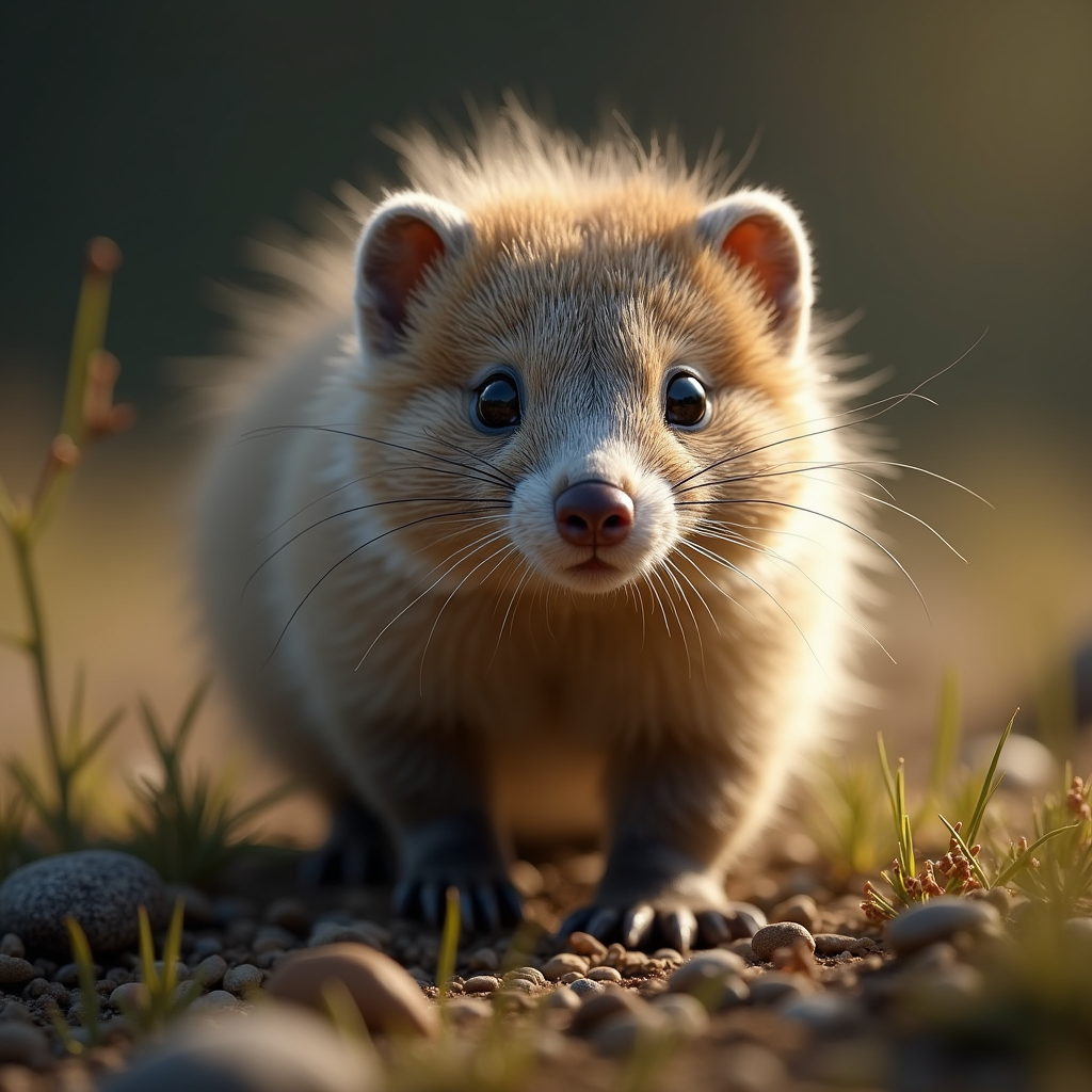 A photorealistic portrait of a Lemming in its natural habitat