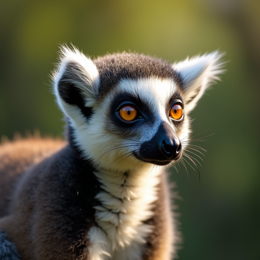 A photorealistic portrait of a Lemur in its natural habitat