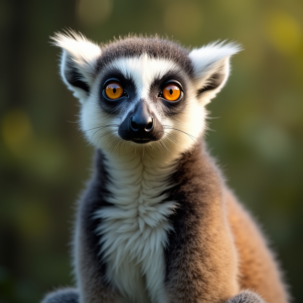 A photorealistic portrait of a Lemur in its natural habitat