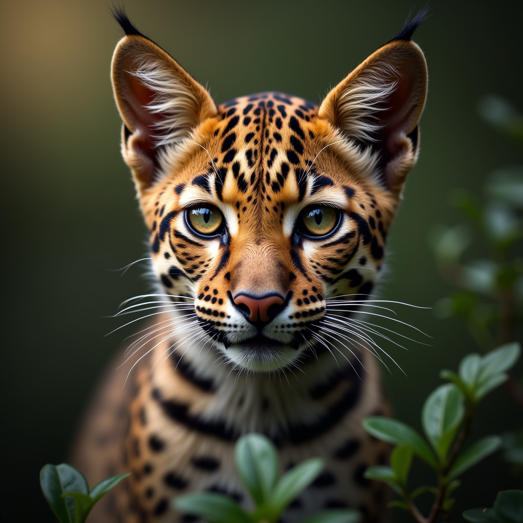 A photorealistic portrait of a Leopard Cat in its natural habitat