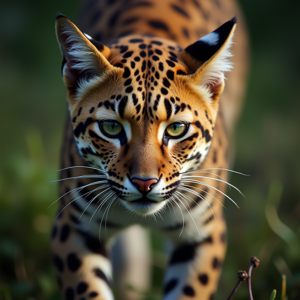 A photorealistic portrait of a Leopard Cat in its natural habitat