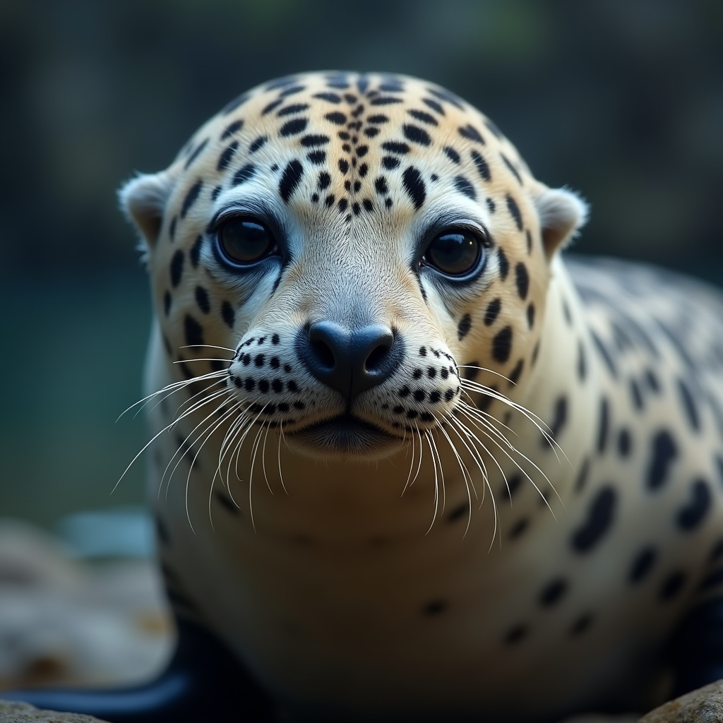 A photorealistic portrait of a Leopard Seal in its natural habitat