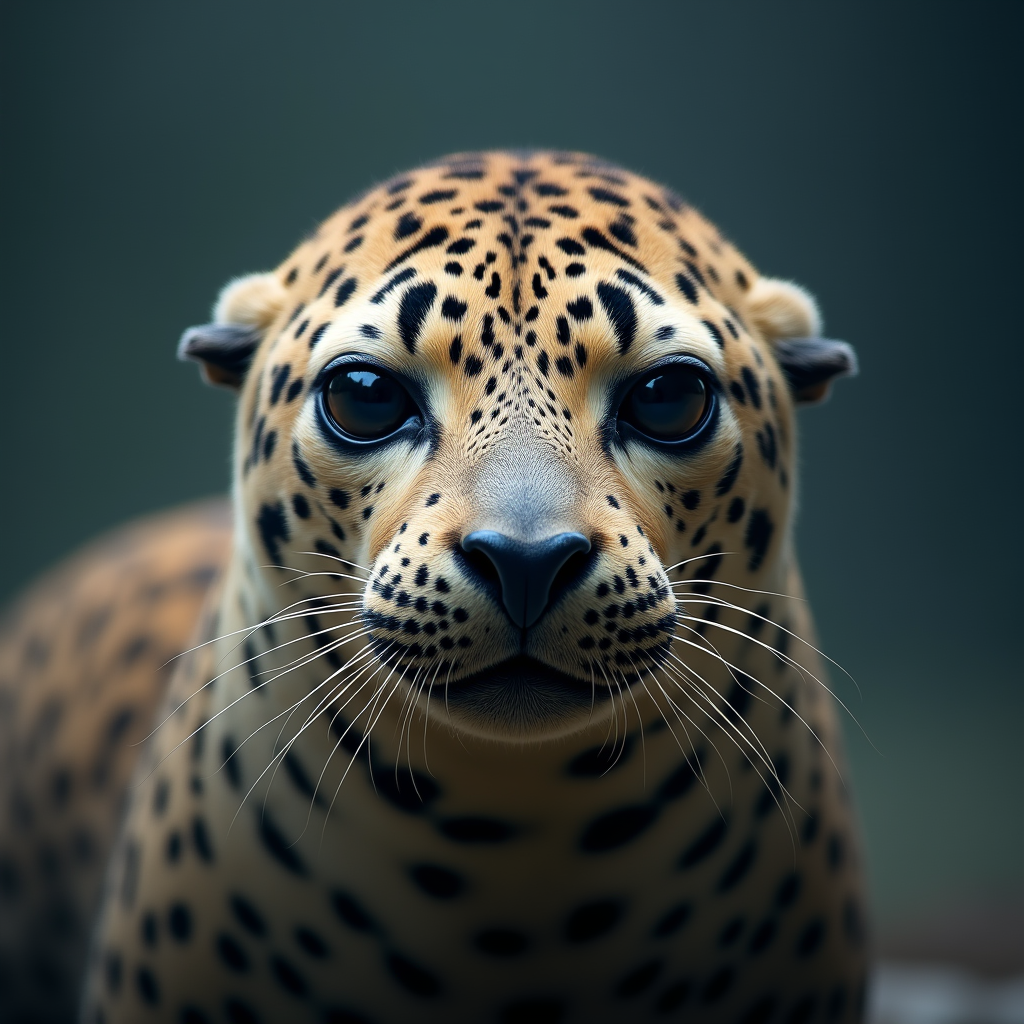 A photorealistic portrait of a Leopard Seal in its natural habitat