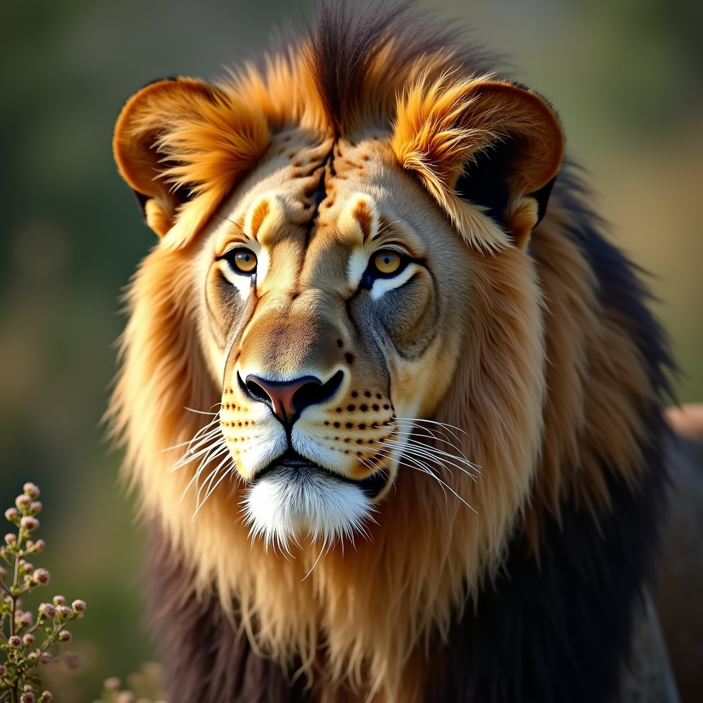A photorealistic portrait of a Lion in its natural habitat