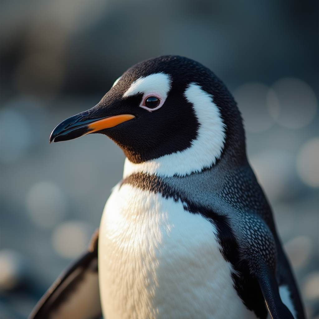 A photorealistic portrait of a Little Penguin in its natural habitat