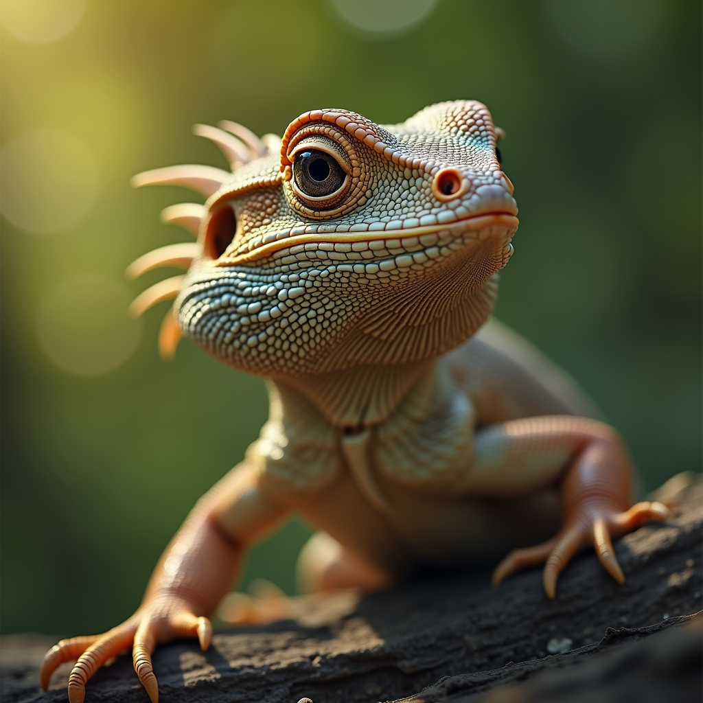 A photorealistic portrait of a Lizard in its natural habitat