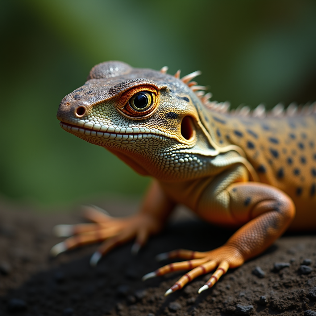 A photorealistic portrait of a Lizard in its natural habitat