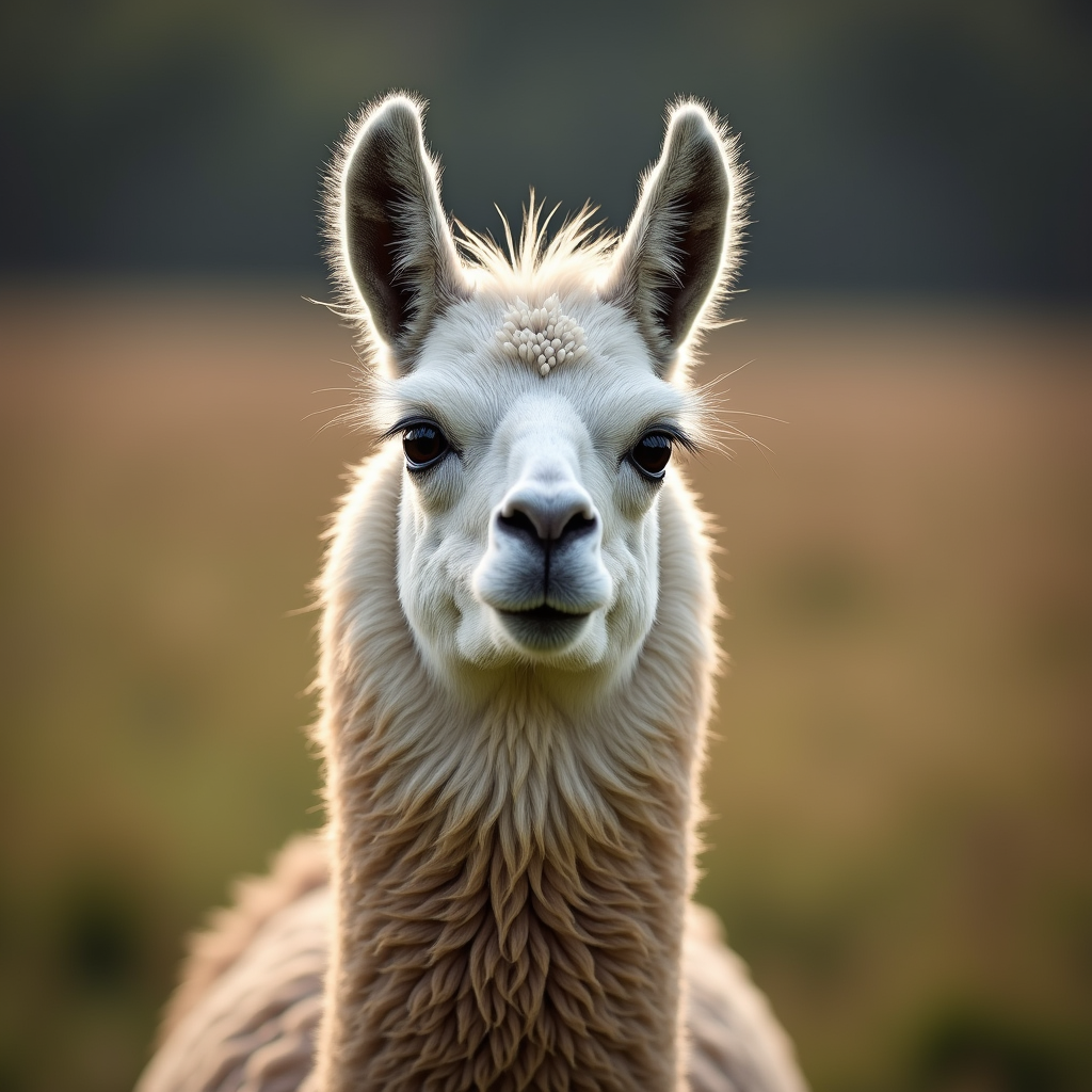A photorealistic portrait of a Llama in its natural habitat