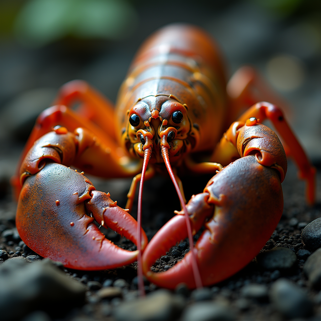 A photorealistic portrait of a Lobster in its natural habitat
