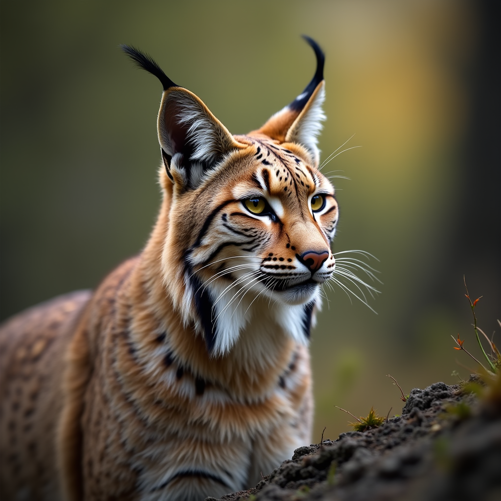 A photorealistic portrait of a Lynx in its natural habitat