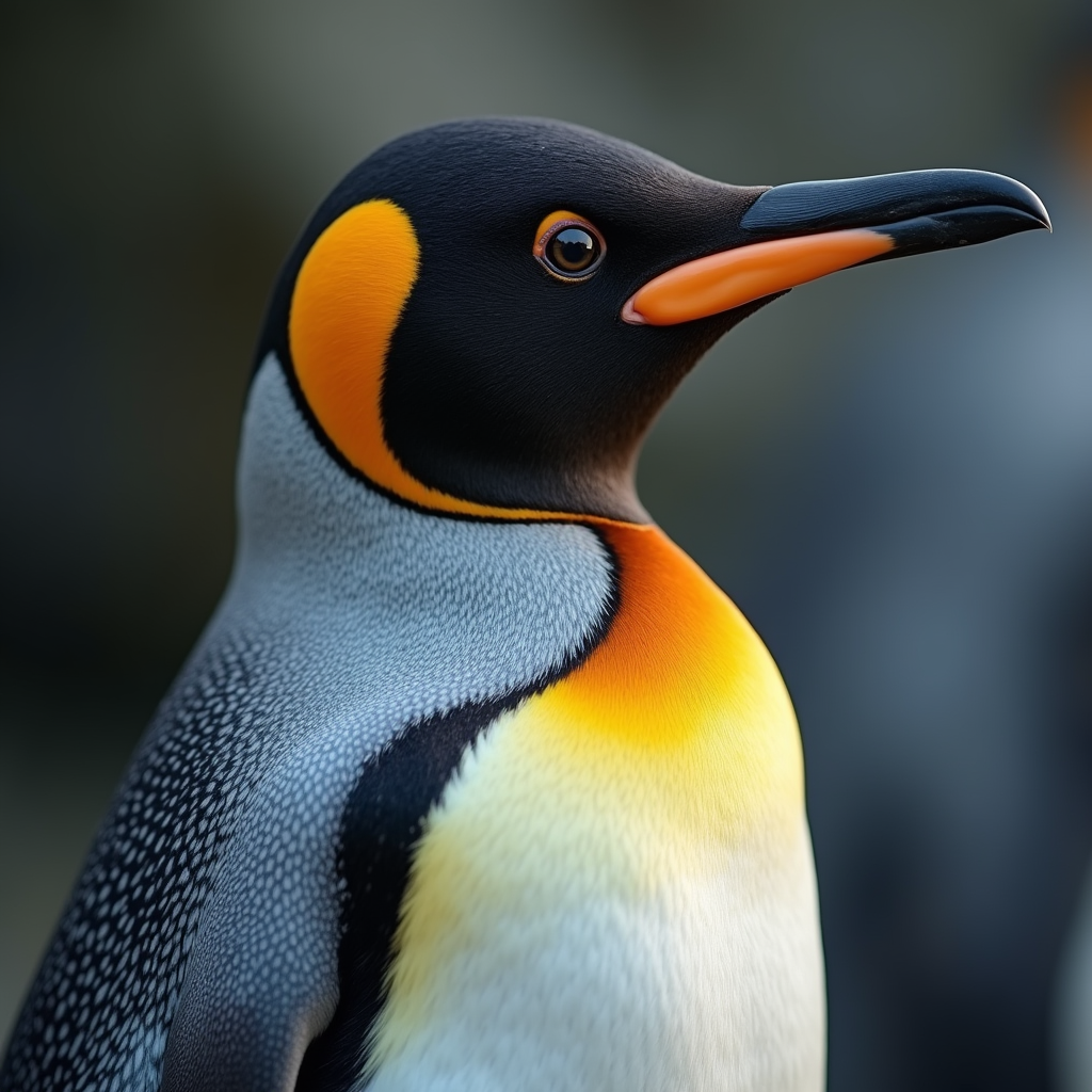 A photorealistic portrait of a Macaroni Penguin in its natural habitat
