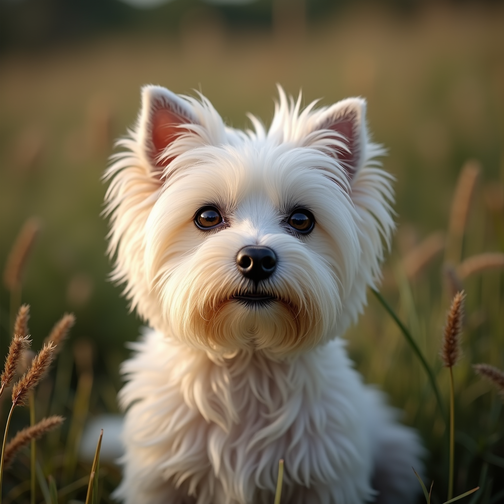 A photorealistic portrait of a Maltese in its natural habitat