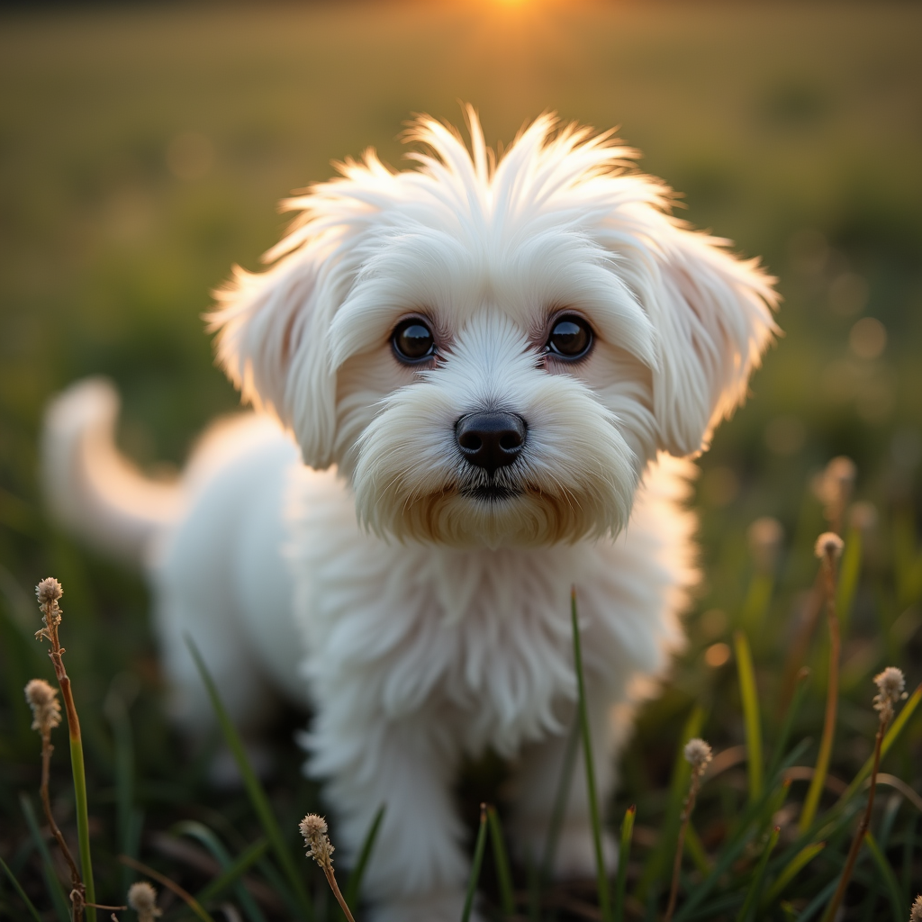 A photorealistic portrait of a Maltese in its natural habitat