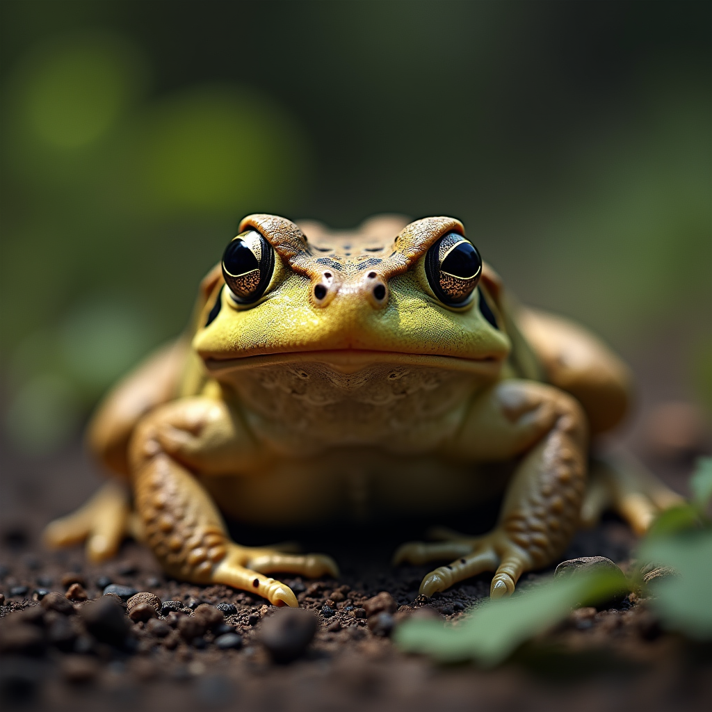 A photorealistic portrait of a Marine Toad in its natural habitat