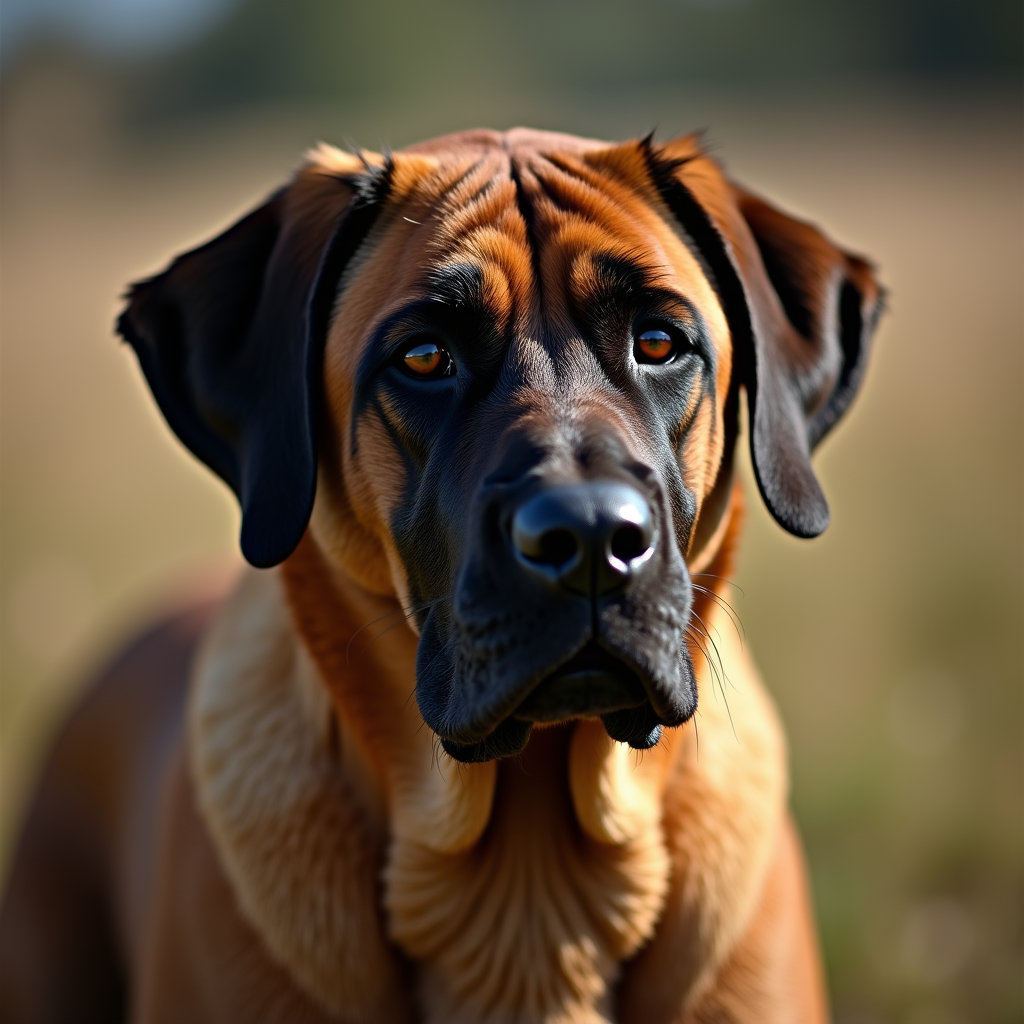 A photorealistic portrait of a Mastiff in its natural habitat